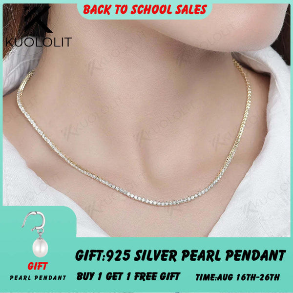 Kuololit 5,25 Karat Moissanit-Tennishalskette für Damen und Herren, massive 14-Karat- und 10-Karat-Goldkette, 925er Silberkette, ideal für Verlobung, Party und Weihnachten 