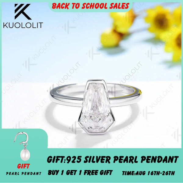 Kuololit 2CT Coffin Cut Moissanite Rings for Women Solid 18K 14K 10K Gold 925 Silver White Gold  for Engagement Wedding Classic