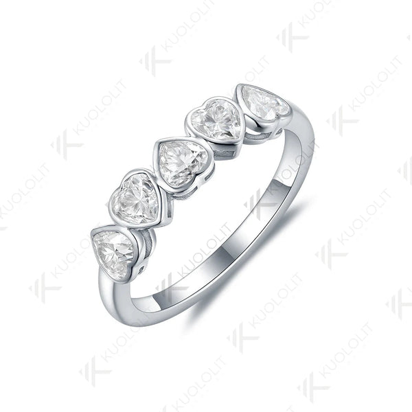 Bague Kuololit 1,5 carat (poids total) en diamants de laboratoire taille cœur, pour femme, en or massif 10K, 14K ou 18K, argent ou or blanc. Idéale comme cadeau de mariage ou de Noël. 