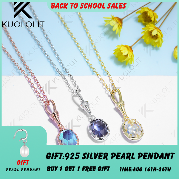 Kuololit 1.5CT Rose Cut Moissanite Lab Grown Alexandrite Necklace for Women  925 Silver Sterling Oval Cut Gemstone Pendant for Christmas Gifts Party