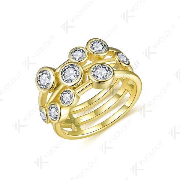 Kuololit 1.7CTW Lab Grown Diamonds Ring for Women Men Solid 14K 10K 585 White Gold Wedding Band for Christmas Gifts Anniversary