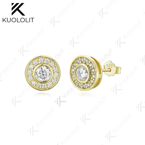 Kuololit 0.94CTW Lab Grown Diamonds Stud Earrings for Women Solid 14K 10K 585 Yellow Gold Diamond Earrings for Christmas Clssic