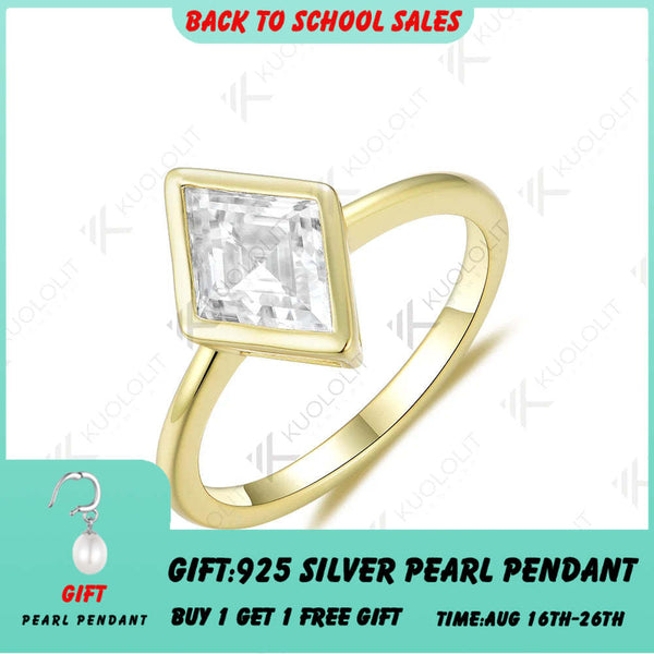 Kuololit 2,5 Karat Moissanit-Ring in Rautenform für Damen, massives 18K, 14K, 10K, 585 Gelbgold, Moissanit-Verlobungsring, ideales Weihnachtsgeschenk 