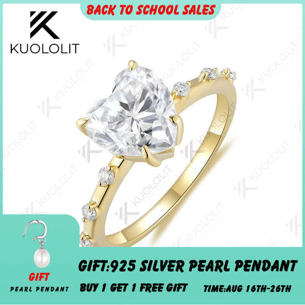 Bague de fiançailles Kuololit IGI en or massif 18K, 14K, 10K ou 585, sertie d'un diamant de laboratoire de 3 carats. Bague en forme de cœur idéale pour un anniversaire ou Noël. 