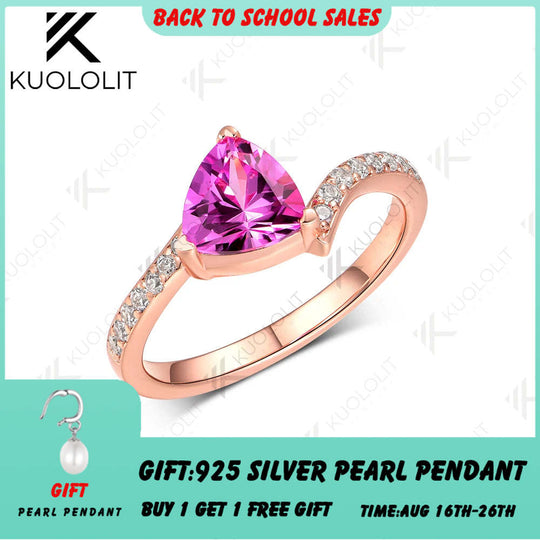 Kuololit Verlobungsring mit 1,2 Karat Trillyon-Saphir in Rosa für Damen, massives 18K, 14K, 10K und 585 Roségold, Moissanit-Ring – das perfekte Weihnachtsgeschenk 