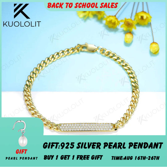 Kuololit Moissanite Bracelets for Men Women 925 Sterling Silver Hip Pop Link Chain Bracelet for Party Christmas Classic Gifts