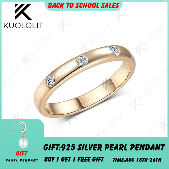 Kuololit 0.1CTW Lab Grown Diamonds Ring for Women Men Solid14K 10K 585 White Gold Weeding Band Ring for Christmas Gift Party
