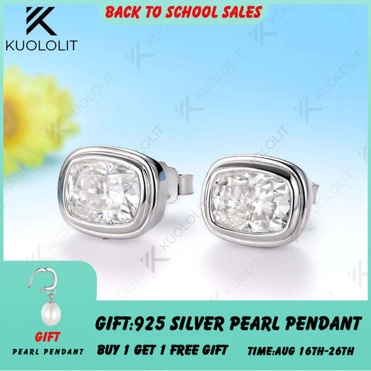 Kuololit 3CTW Moissanite Custom Stud Earrings for Women Solid 14K 10K 585 Yellow Gold Stud Earrings for Christmas Gifts Party