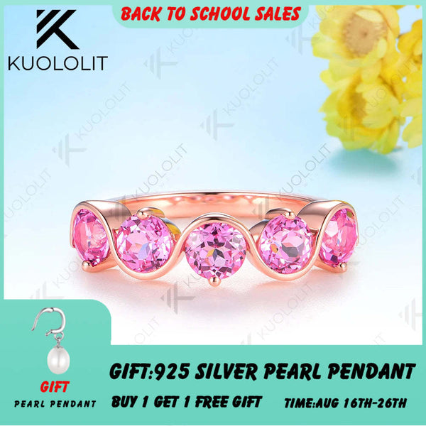Kuololit 2CTW Lab Grown Pink Sapphire Engagement Rings for Women Solid 14K 10K 585 Rose Gold for Party Wedding Christmas Gifts
