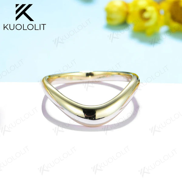 Kuololit Gebogene Ringe für Damen und Herren, massiv, 18K, 14K, 10K, 585, 925 Silber, Gelbgold, für Hochzeit, Jahrestag, Weihnachten, Klassiker 