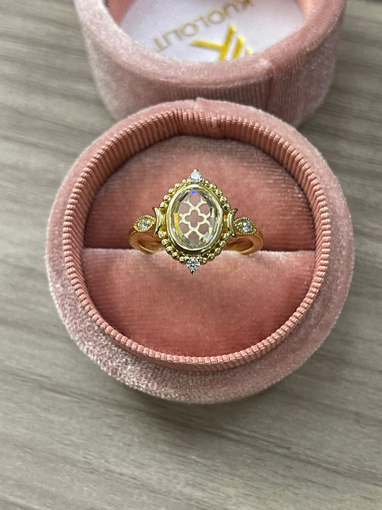 Kuololit 2CT Portrait Cut Moissanite Ring for Women Solid 14K 10K 585 Yellow Gold Engagement Ring for Christmas Gifts Party NEW