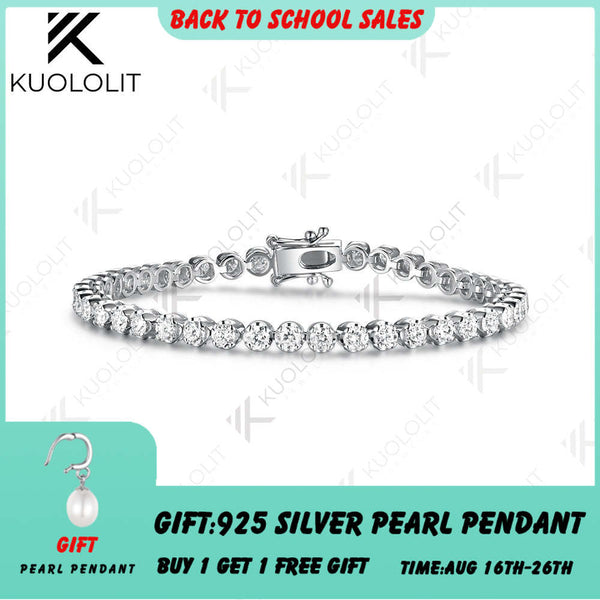 Kuololit 6CTW Lab Grown Diamonds Bracelet for Women Solid 14K 10K Yellow Gold Tennis Bracelet for Christmas Party Luxury Gifts