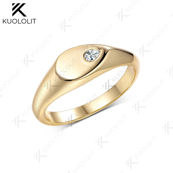 Kuololit 0.15CT Lab Grownn Diamonds Ring for Women Soild 10K 14K Yellow Gold Pear Cut Engagement Ring for Christmas Gifts Party