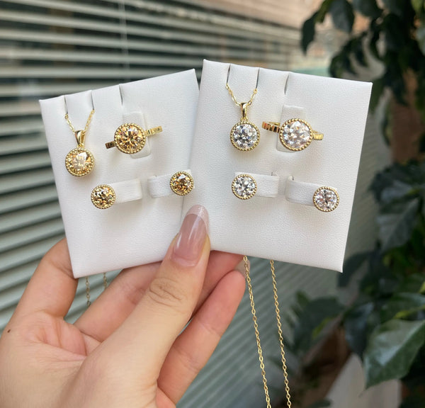 Kuololit 2.4CTW Champagne Moissanite Custom Stud Earrings for Women Solid 14K 10K 585 Yellow Gold  for Christmas Gifts Party