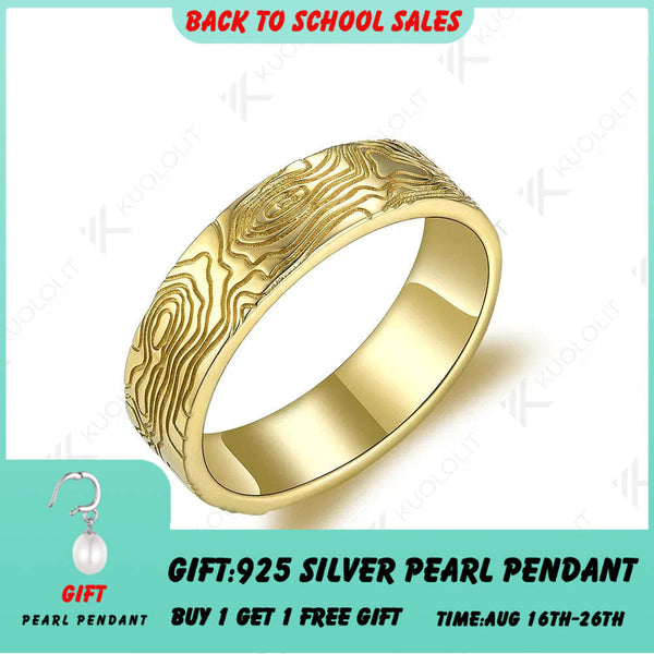 Kuololit Ringe mit Baummuster für Damen und Herren, PT950 Massivgold (14K/10K/585) Gelbgold/Silber, ideal als Jubiläums- oder Ehering oder Weihnachtsgeschenk. 