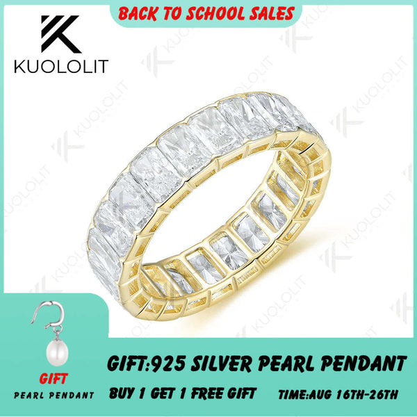Kuololit 8,8 Karat Gesamtgewicht Radiant-Schliff Labor-Diamanten Eheringe für Damen 18K 14K 10K Gelbgoldring für Verlobung Weihnachtsgeschenke 