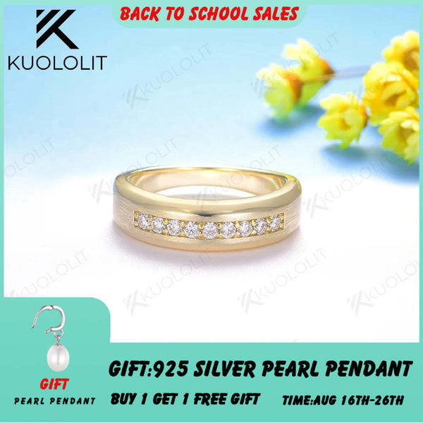 Kuololit 0,27 Karat Labor-Diamanten, gebürsteter Bandring für Damen und Herren, massives 14K/10K Gold, ideal für Verlobung, Jahrestag oder Ehering 