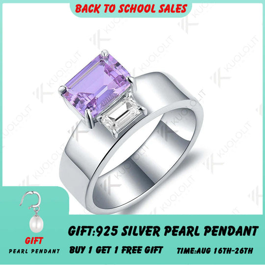 Kuololit 2 Karat Amethystringe für Damen, massive 18K, 14K und 10K Goldringe mit Moissanit für Verlobung, Hochzeit, Jahrestag und Party 