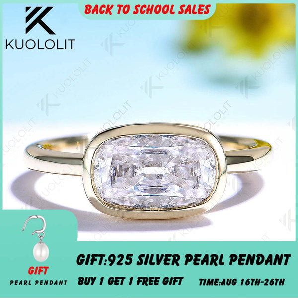 Kuololit 2CT OMC Cut Moissanite Engagement Ring for Women Solid 14K 10K Yellow Gold Ring for Anniversary Christmas Gifts Party Custom