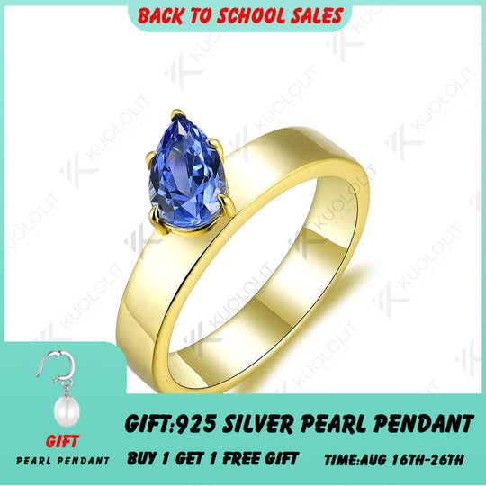 Kuololit 1,5 Karat Labor-Saphir-Verlobungsringe für Damen und Herren aus massivem 18K/14K/10K Gelbgold – perfekt für Partys und Weihnachten 