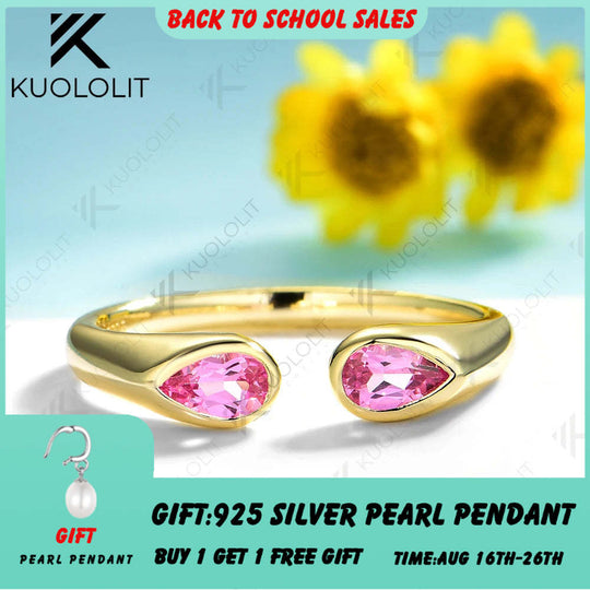 Kuololit 0.7CTW Lab Grown Pink Sapphire Band Rings for Women Men Solid 14K 10K 585 Yellow Gold Wedding Band Ring for Christmas