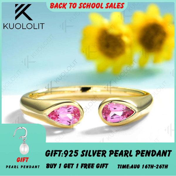 Kuololit 0.7CTW Lab Grown Pink Sapphire Band Rings for Women Men Solid 14K 10K 585 Yellow Gold Wedding Band Ring for Christmas