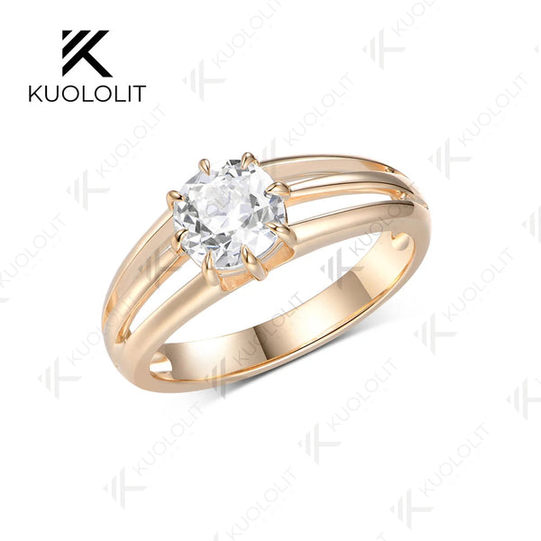 Kuololit IGI 1CT Cushion Cut Lab Grown Diamonds Engagement Ring for Women Solid 14K 10K Yellow Gold Ring for Anniversary Christmas Gifts