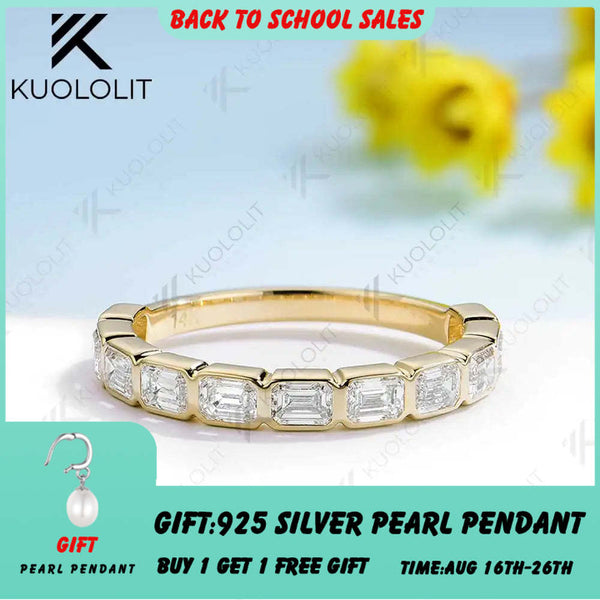 Kuololit Moissanit-Ring im Smaragdschliff (1,7 Karat) für Damen und Herren, massives PT950-Gold, 14K/10K-Gelbgold-Silberband, ideal für Hochzeiten und Weihnachten 