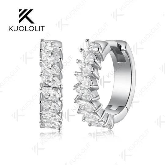 Kuololit 0.9CTW Lab Grown Diamonds Custom Hoop Earrings for Women Solid 14K 10K 585 Yellow Gold Hoop Earrings for Christmas Gift