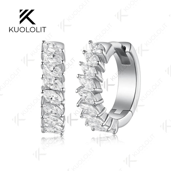 Kuololit 0.9CTW Lab Grown Diamonds Custom Hoop Earrings for Women Solid 14K 10K 585 Yellow Gold Hoop Earrings for Christmas Gift