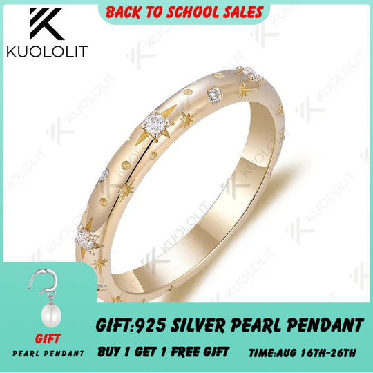 Kuololit 0,12 Karat Labor-Diamanten-Ring für Damen und Herren, massiver 18K, 14K, 10K, 585 Gold, Sternring für Jahrestag und Verlobung 