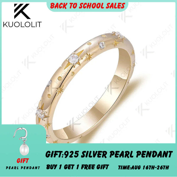 Kuololit 0,12 Karat Labor-Diamanten-Ring für Damen und Herren, massiver 18K, 14K, 10K, 585 Gold, Sternring für Jahrestag und Verlobung 