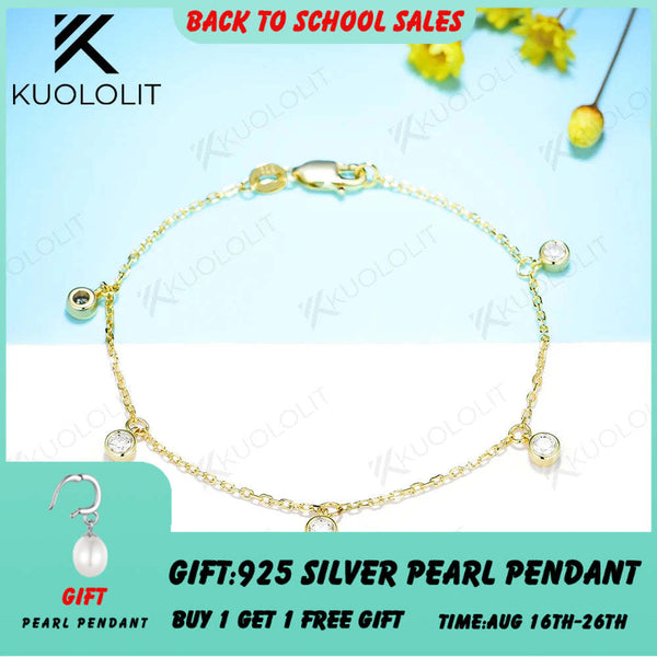 Kuololit Moissanit-Armbänder für Damen und Herren, 585er, 18K und 10K Silber, runde, verstellbare Armbänder – ideal als Geschenk zur Verlobung, Feier oder zu Weihnachten 