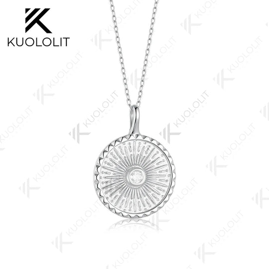 Kuololit 0.1CT Lab Grown Diamonds Necklace for Women Solid 14K 10K Gold Round Diamonds Pendant for Anniversary Christmas Gift