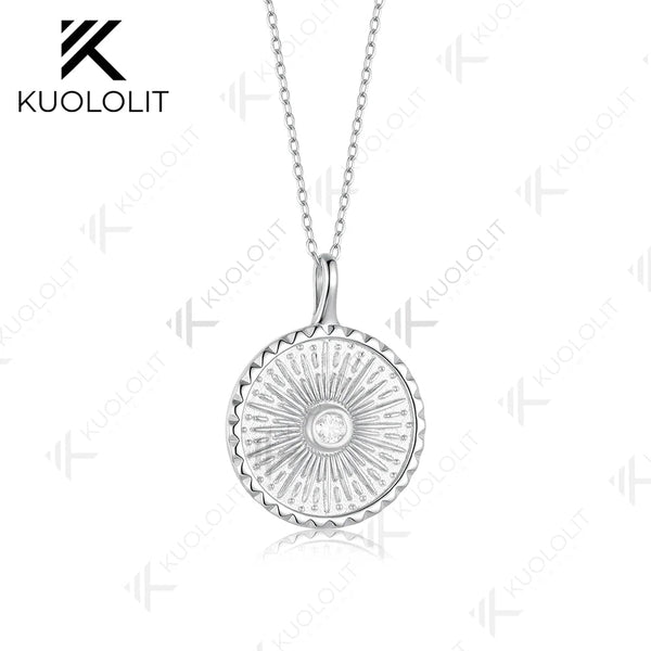 Kuololit 0.1CT Lab Grown Diamonds Necklace for Women Solid 14K 10K Gold Round Diamonds Pendant for Anniversary Christmas Gift