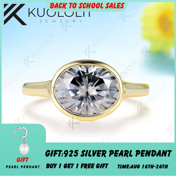 Kuololit 3CT grauer ovaler Moissanit-Ring für Damen, massiver 14K/10K/585 Gelbgold-Verlobungsring, ideales Weihnachtsgeschenk für Partys 