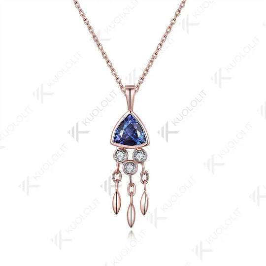 Collier méduse Kuololit en alexandrite de laboratoire de 1,2 carat, pendentif en moissanite en or massif 18K, 14K ou 10K (585), idéal pour Noël. 