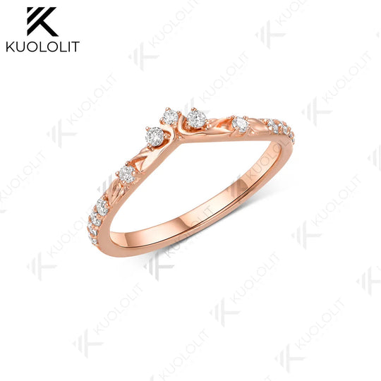 Kuololit 0.2CTW Lab Grown Diamonds Custom Ring for Women Solid 14K 10K 585 Yellow Gold Engagement Wedding Band for Christmas