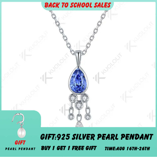 Kuololit Halskette mit 1,6 Karat im Labor gezüchtetem blauem Saphir und Moissanit für Damen, Anhänger aus massivem 18K, 14K, 10K oder 585 Gelbgold, perfektes Weihnachtsgeschenk 