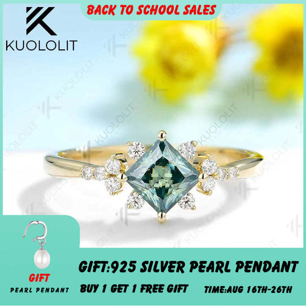 Kuololit 0,8 Karat Cyan Moissanit Verlobungsring für Damen, 14K 10K Silber Weißgold Ring für Damen, passendes Verlobungs-, Weihnachts- und Partygeschenk 