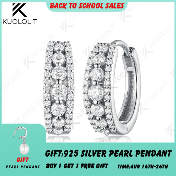 Kuololit 1CTW Lab Grown Diamonds Custom Hoop Earrings for Women Solid 14K 10K Yellow Gold for Christmas Gifts Party Anniversary