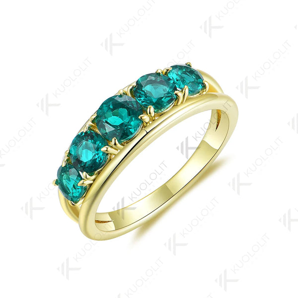 Kuololit Verlobungsring mit 1,9 Karat im Labor gezüchtetem Smaragd für Damen, massives 18K/14K/10K Gelbgold, ideal für Partys, Hochzeiten und Weihnachten. 