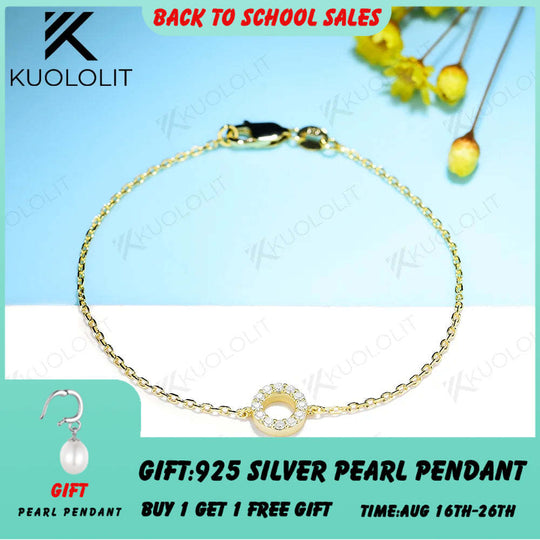 Kuololit Moissanite Bracelets for Women Men 585 18K 10K Gold Adjustable Chains Round Cut for Engagement Wedding Party Christmas\