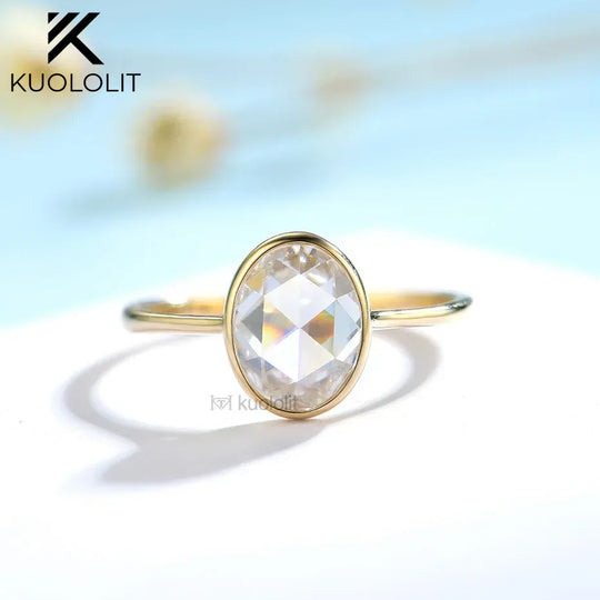 Kuololit Rose Cut Moissanite 750 18K 14K 10K Rose Gold Rings for Women Luxury ring for Engagement Anniversary Party Fine Jewelry