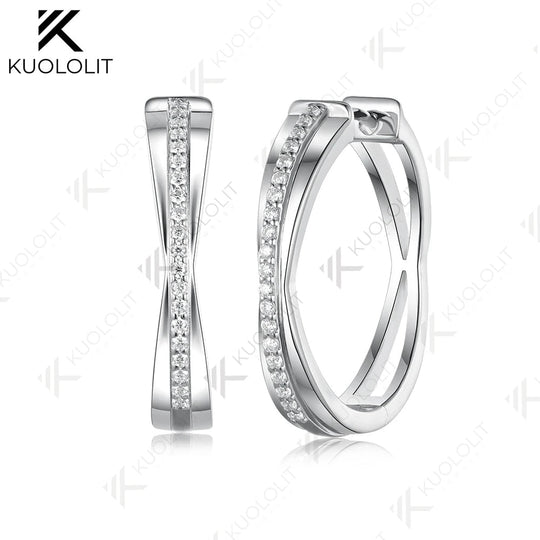 Kuololit 0.32CTW Lab Grown Diamonds Custom Hoop Earrings for Women Solid 14K 10K 585 Yellow Gold for Christmas Gifts Anniversary