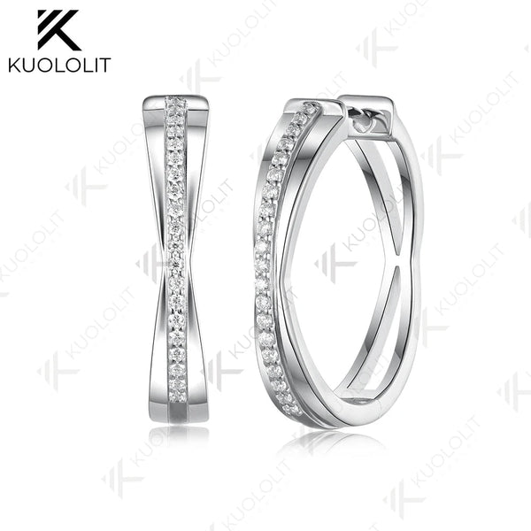 Kuololit 0.32CTW Lab Grown Diamonds Custom Hoop Earrings for Women Solid 14K 10K 585 Yellow Gold for Christmas Gifts Anniversary