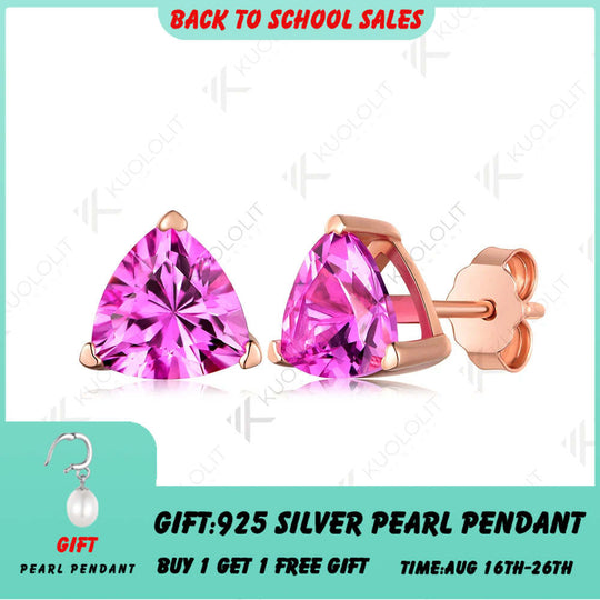 Kuololit 1,2 Karat Trillyon-Labor-Ohrstecker mit rosa Saphir für Damen, gefertigt aus reinem 18- oder 14-karätigem Gold – das perfekte Geschenk zum Jahrestag oder zu Weihnachten 
