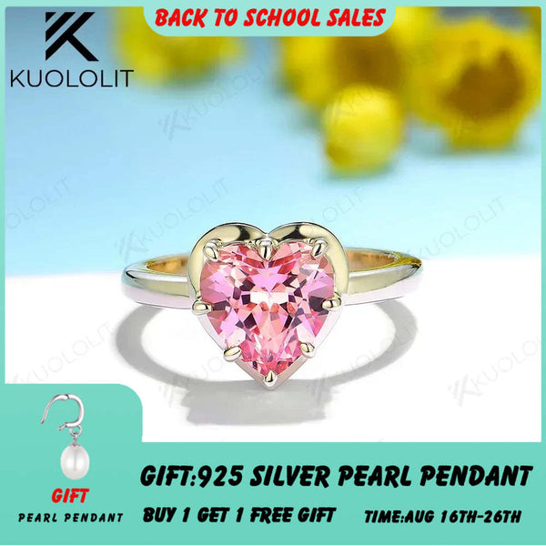 Kuololit Lab Padparadscha Naturgranat-Ringe für Damen, massives 14K 10K 585 Gelbgold, ideal für Verlobung, Hochzeit und Weihnachten 