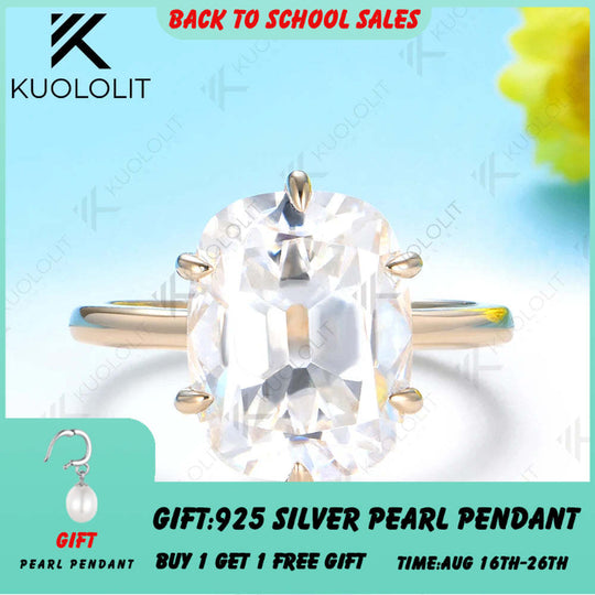 Kuololit 4.5CT OMC Moissanite Custom Ring for Women Solid 14K 10K Yellow Gold Ring for Anniversary Christmas Gifts Party