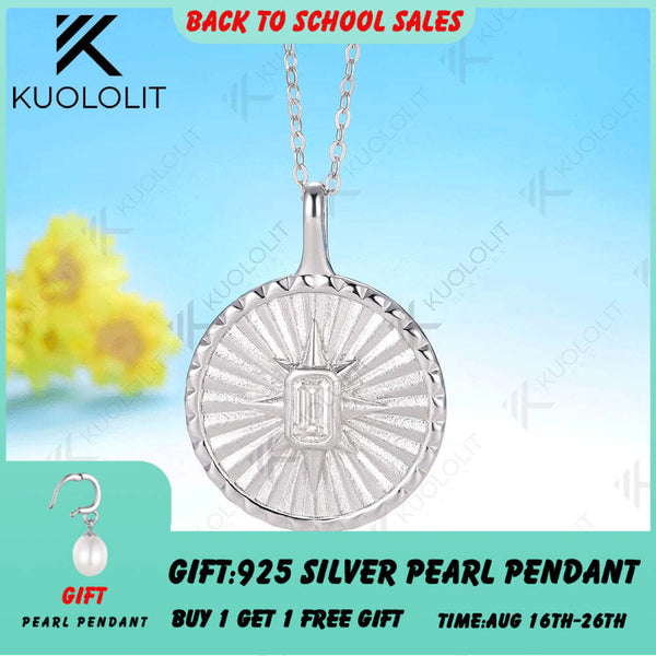 Kuololit 0.4CT Emerald Cut Moissanite Necklace for Women Solid 14K 10K 925 Sliver Yellow Gold Necklace for Christmas Gifts Party